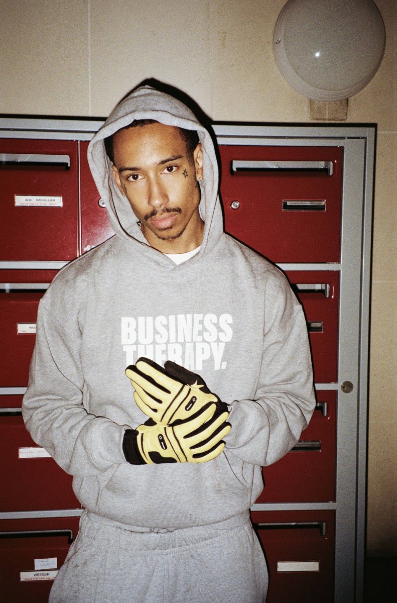HOODIE "BUSINESS THERAPY" GREY PUFF
