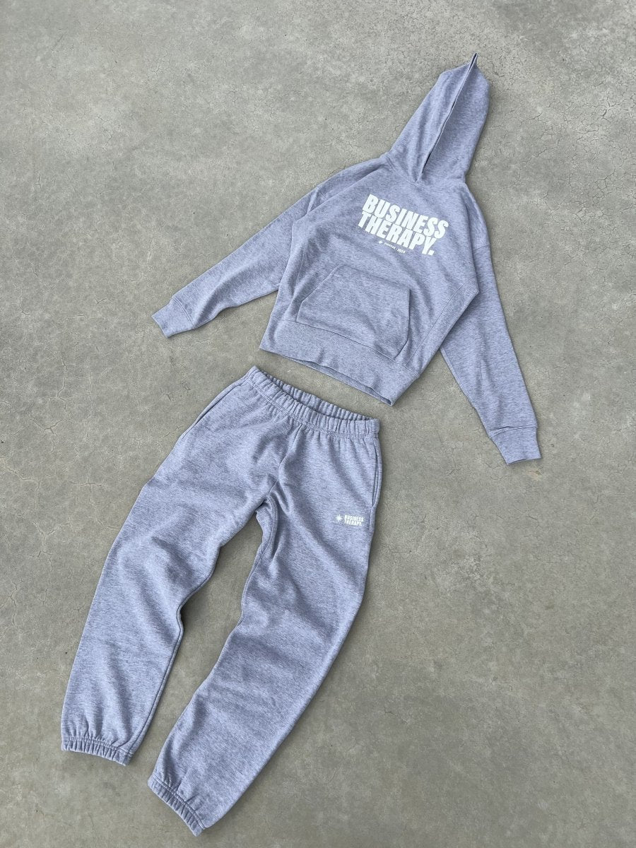 HOODIE "BUSINESS THERAPY" GREY PUFF