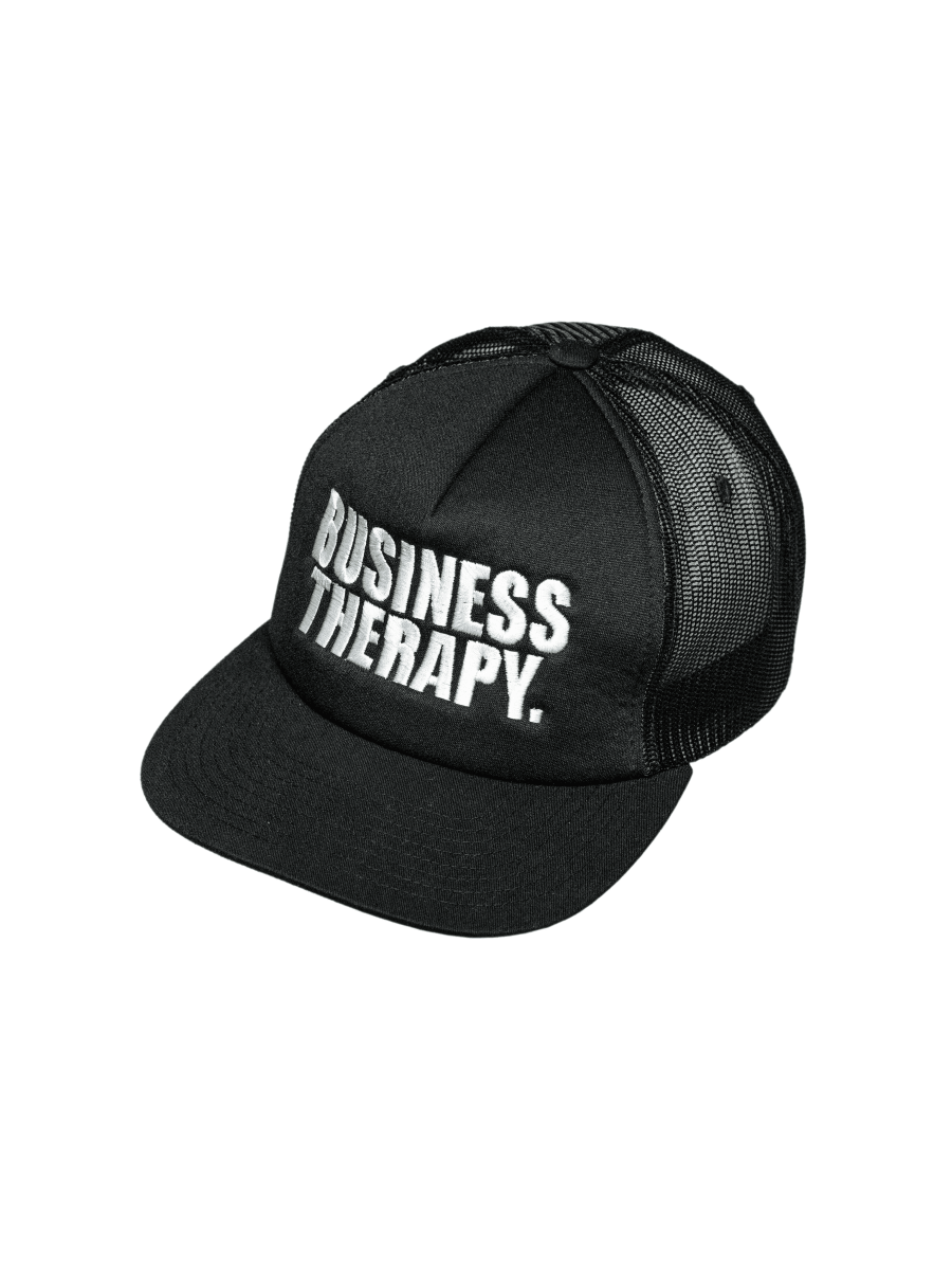 TRUCKER CAP "BUSINESS THERAPY" BLACK