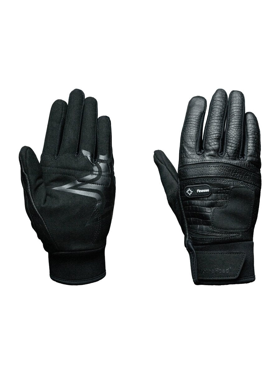 LEATHER GLOVES CROCODILE EFFECT - BLACK