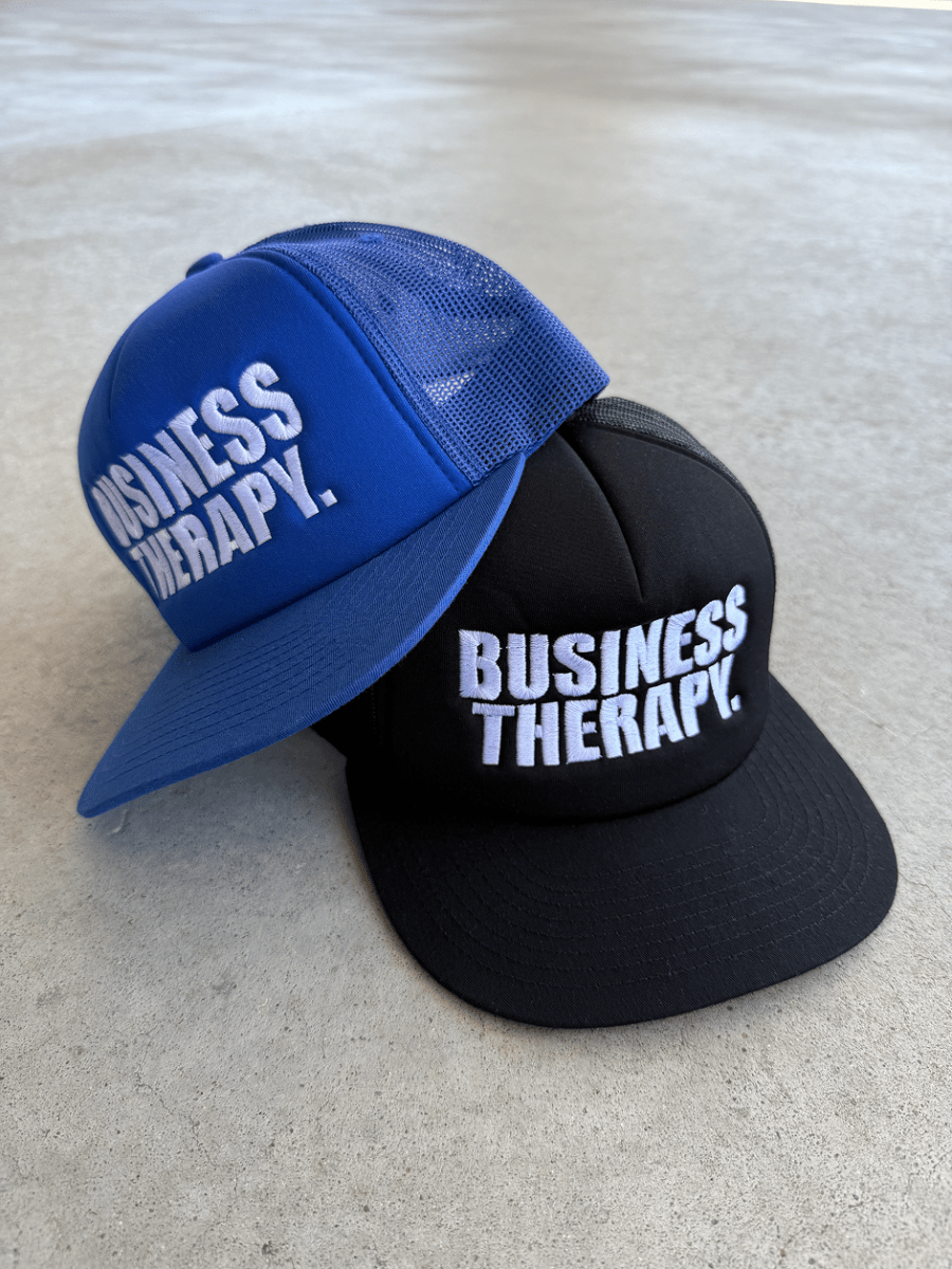 TRUCKER CAP "BUSINESS THERAPY" BLACK